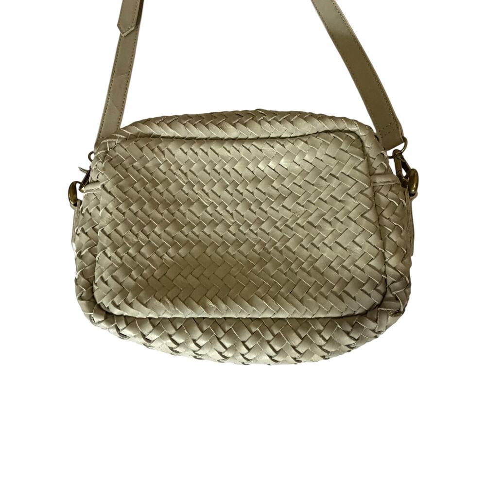 Madewell Transport Camera Bag Woven Leather Ashen Sage Crossbody Coastal Neutral - Picture 3 of 7